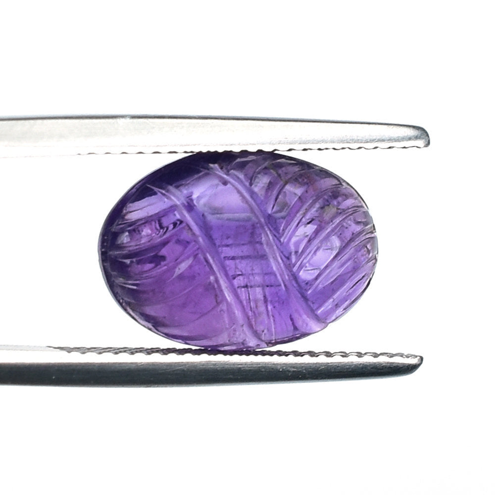 AFRICAN AMETHYST CARVING CAB OVAL (AA\HI) 14.00X10.00 MM 6.15 Cts.