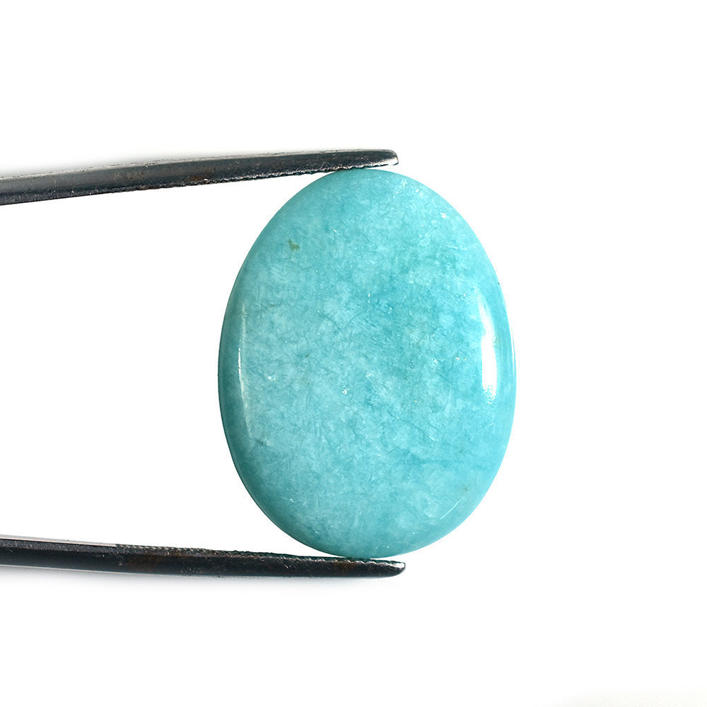 AMAZONITE PERUVIAN PLAIN CAB (FLAT BOTTOM) EGG OVAL (A\OPAQUE) 26.00X20.00 MM 15.68 Cts.