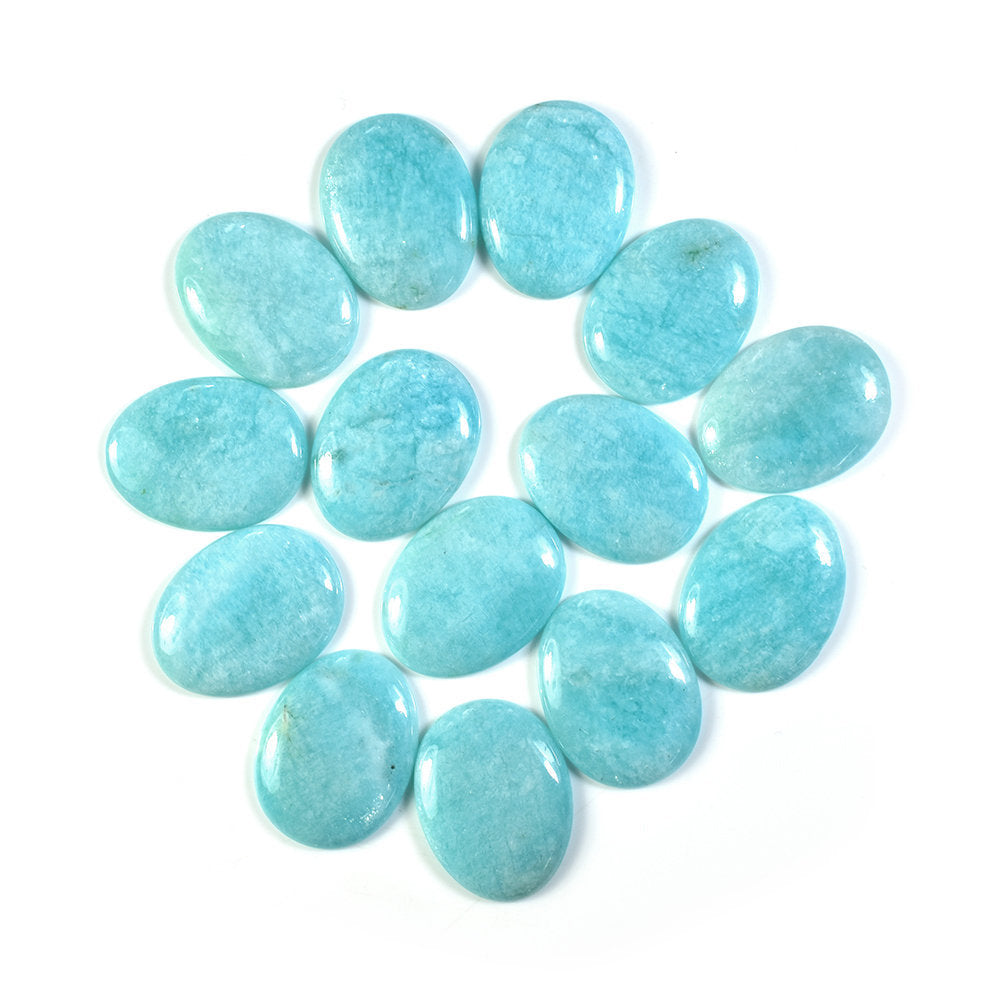 AMAZONITE PERUVIAN PLAIN CAB (FLAT BOTTOM) EGG OVAL (A\OPAQUE) 26.00X20.00 MM 15.68 Cts.