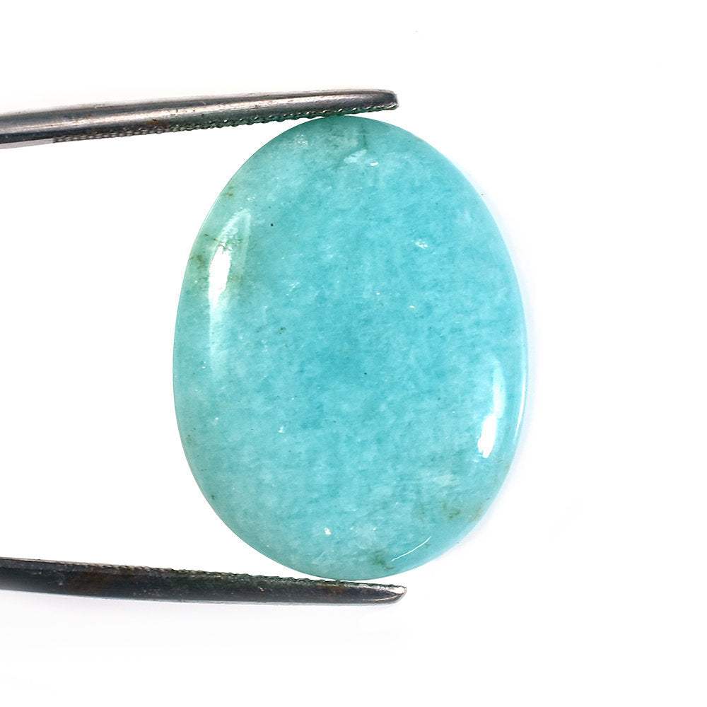AMAZONITE PERUVIAN PLAIN CAB (FLAT BOTTOM) EGG OVAL (AA\OPAQUE) 26.00X20.00 MM 15.54 Cts.
