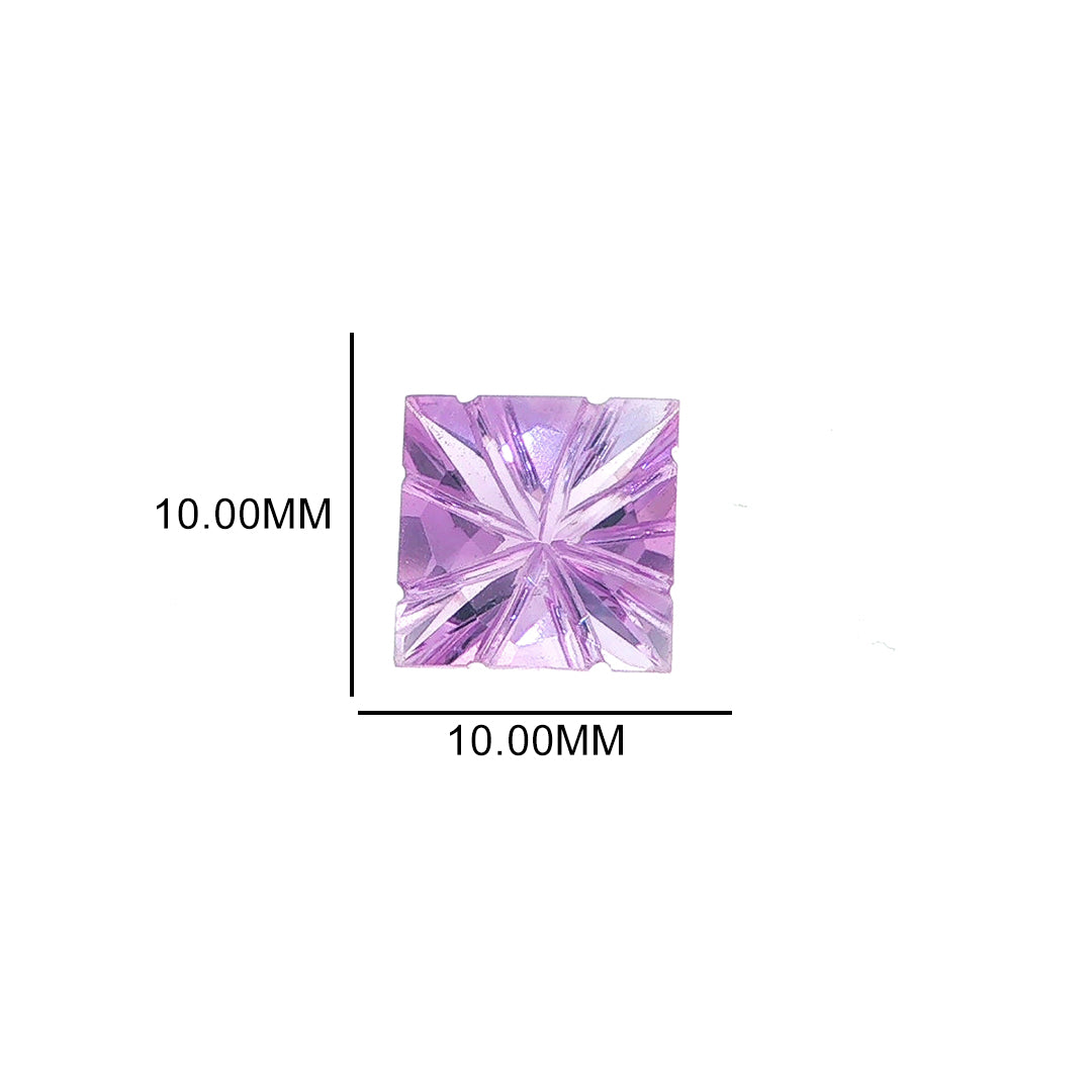 AMETHYST BRAZIL CHECKER PRINCESS BACK LAZER EYE CLEAN SQUARE (MEDIUM/) 10.00X10.00 MM 4.00Cts.