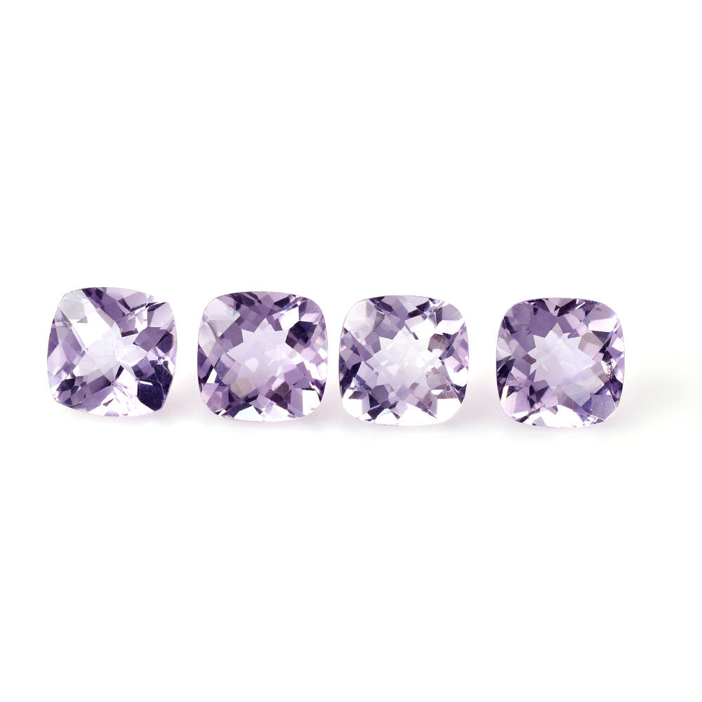 AMETHYST PINK CUSHION CHECKER CUT (AA/CLEAN) 10.00X10.00 MM 3.79 Cts