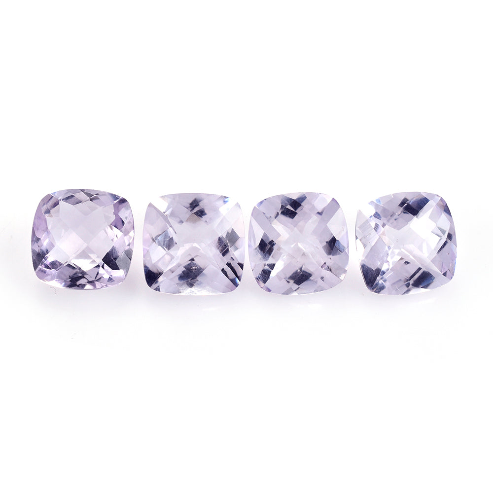 AMETHYST PINK CUSHION CHECKER CUT (AA/CLEAN) 12.00X12.00 MM 6.02 Cts