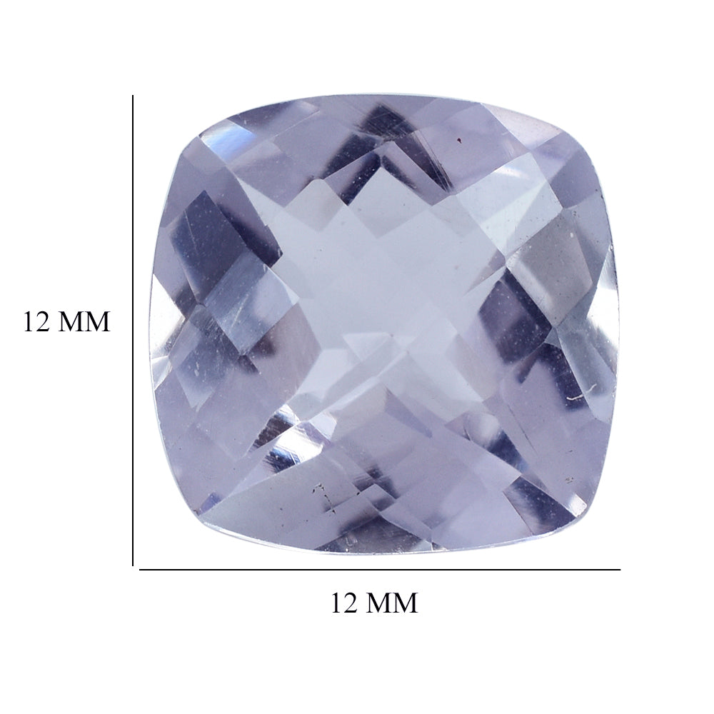 AMETHYST PINK CUSHION CHECKER CUT (AA/CLEAN) 12.00X12.00 MM 6.02 Cts