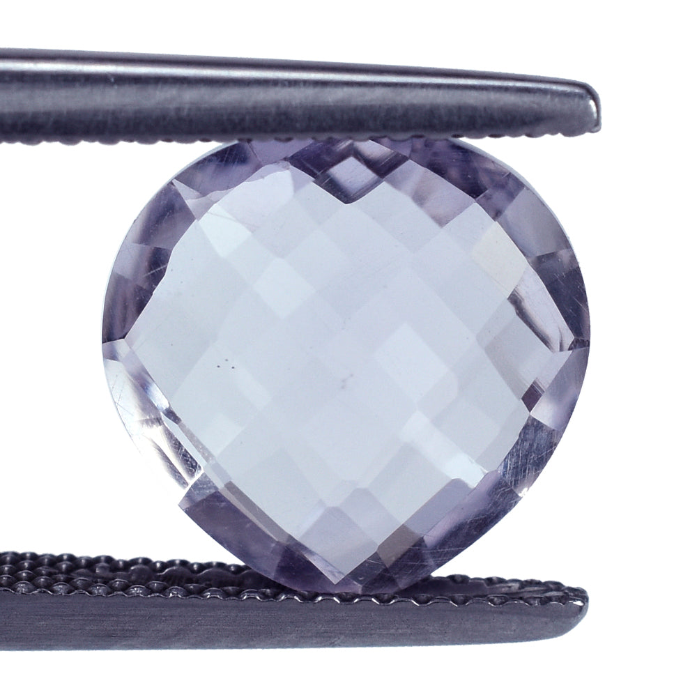PINK AMETHYST CHECKER CUT BRIOLETTE HEART (AA\CLEAN) 11.00X11.00 MM 3.78 Cts.