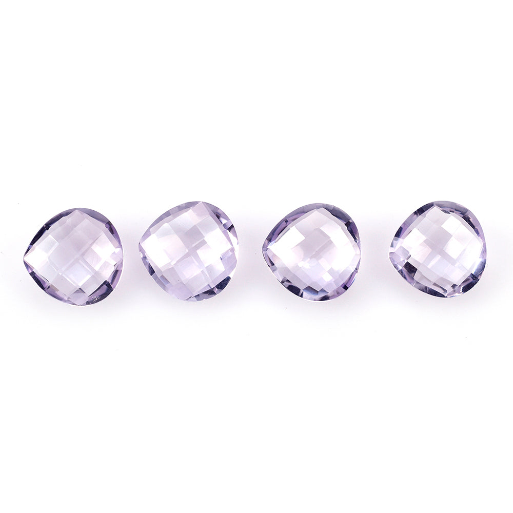 PINK AMETHYST CHECKER CUT BRIOLETTE HEART (AA\CLEAN) 11.00X11.00 MM 3.78 Cts.