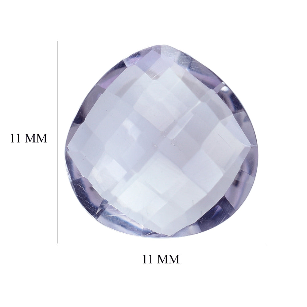 PINK AMETHYST CHECKER CUT BRIOLETTE HEART (AA\CLEAN) 11.00X11.00 MM 3.78 Cts.