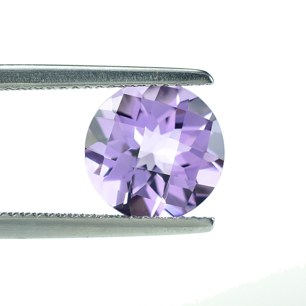 PINK AMETHYST CHECKER CUT ROUND (A\CLEAN) 10.00X10.00 MM 3.21 Cts.