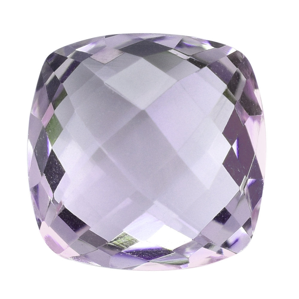 AMETHYST PINK CUSHION CHECKER CUT BRIOLETTE (A/CLEAN) 12.00X12.00 MM 6.17 Cts