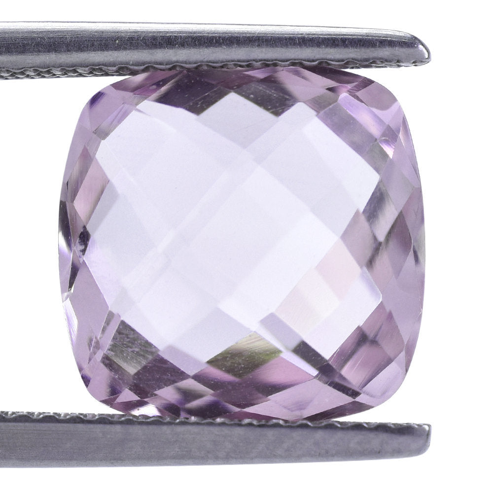 AMETHYST PINK CUSHION CHECKER CUT BRIOLETTE (A/CLEAN) 12.00X12.00 MM 6.17 Cts