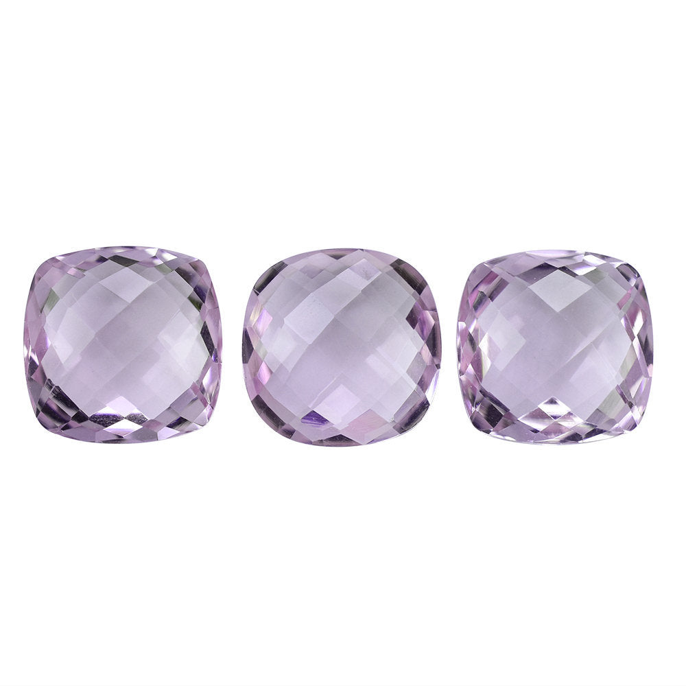 AMETHYST PINK CUSHION CHECKER CUT BRIOLETTE (A/CLEAN) 12.00X12.00 MM 6.17 Cts