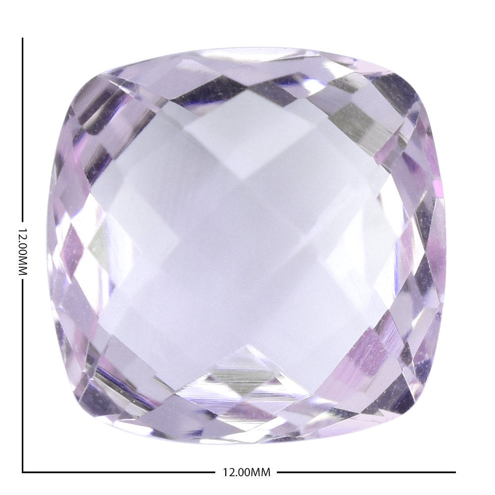 AMETHYST PINK CUSHION CHECKER CUT BRIOLETTE (A/CLEAN) 12.00X12.00 MM 6.17 Cts