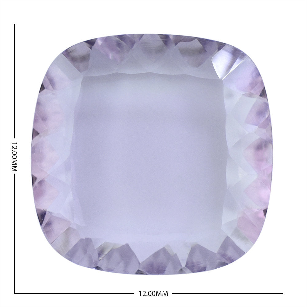 AMETHYST PINK CUSHION FLAT PLATE CONCAVE CUT (A/CLEAN) 12.00X12.00 MM  4.44Cts