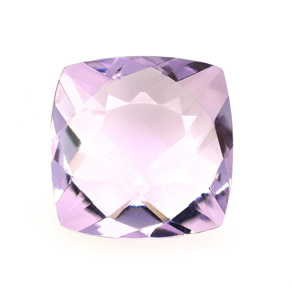 PINK AMETHYST ONE SIDE TABLE CUT & ONE SIDE CHECKER CUT ANTIQUE CUSHION (A\CLEAN) 12.00X12.00 MM 6.46 Cts.