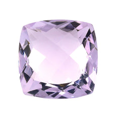 PINK AMETHYST ONE SIDE TABLE CUT & ONE SIDE CHECKER CUT ANTIQUE CUSHION (A\CLEAN) 12.00X12.00 MM 6.46 Cts.