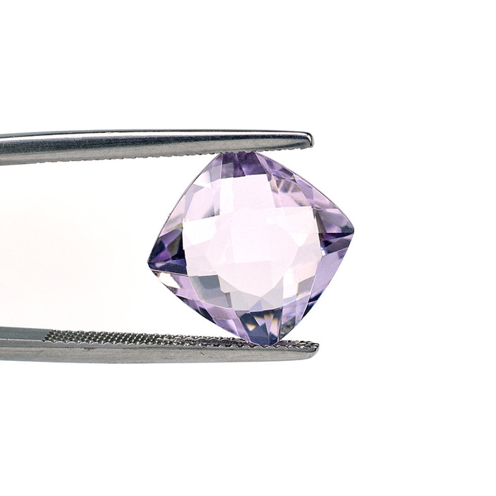 PINK AMETHYST ONE SIDE TABLE CUT & ONE SIDE CHECKER CUT ANTIQUE CUSHION (A\CLEAN) 12.00X12.00 MM 6.46 Cts.