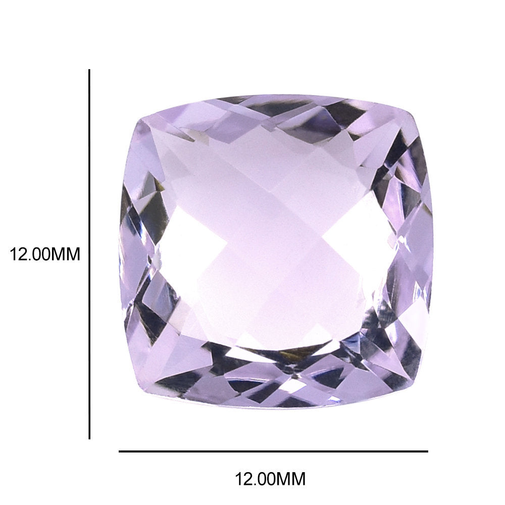 PINK AMETHYST ONE SIDE TABLE CUT & ONE SIDE CHECKER CUT ANTIQUE CUSHION (A\CLEAN) 12.00X12.00 MM 6.46 Cts.
