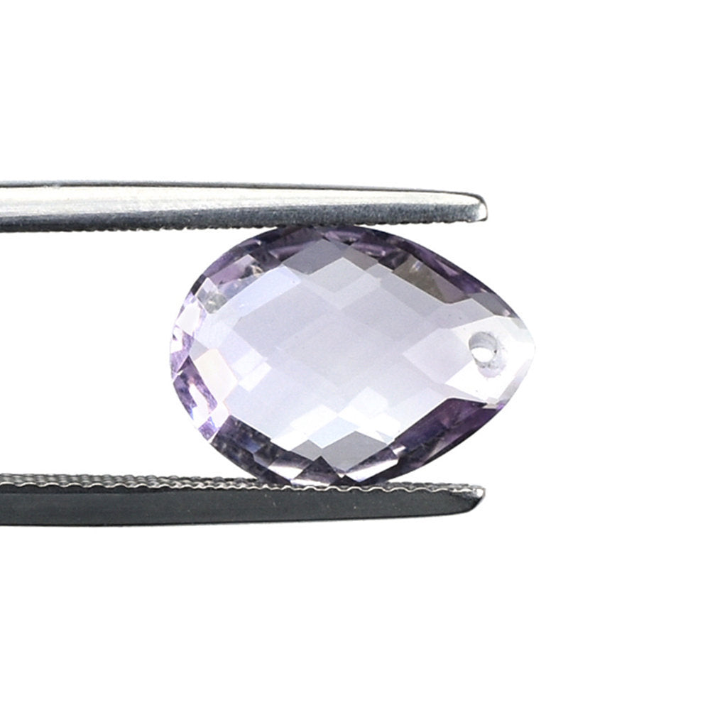 PINK AMETHYST CHECKER BRIOLETTE PEAR (AA\CLEAN) (FULL DRILL) 14.00X10.00 MM 4.26 Cts.