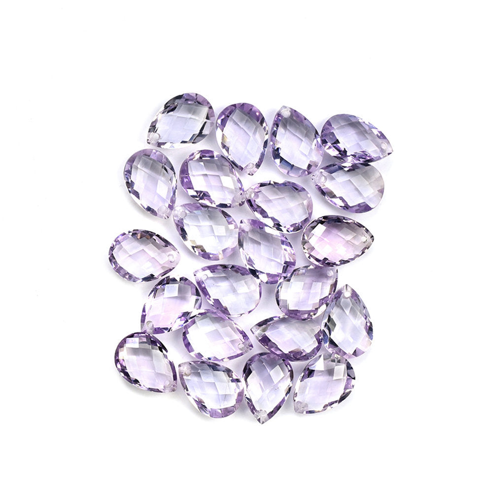 PINK AMETHYST CHECKER BRIOLETTE PEAR (AA\CLEAN) (FULL DRILL) 14.00X10.00 MM 4.26 Cts.