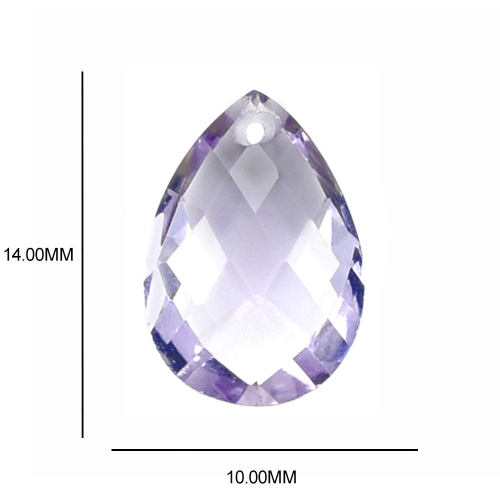 PINK AMETHYST CHECKER BRIOLETTE PEAR (AA\CLEAN) (FULL DRILL) 14.00X10.00 MM 4.26 Cts.