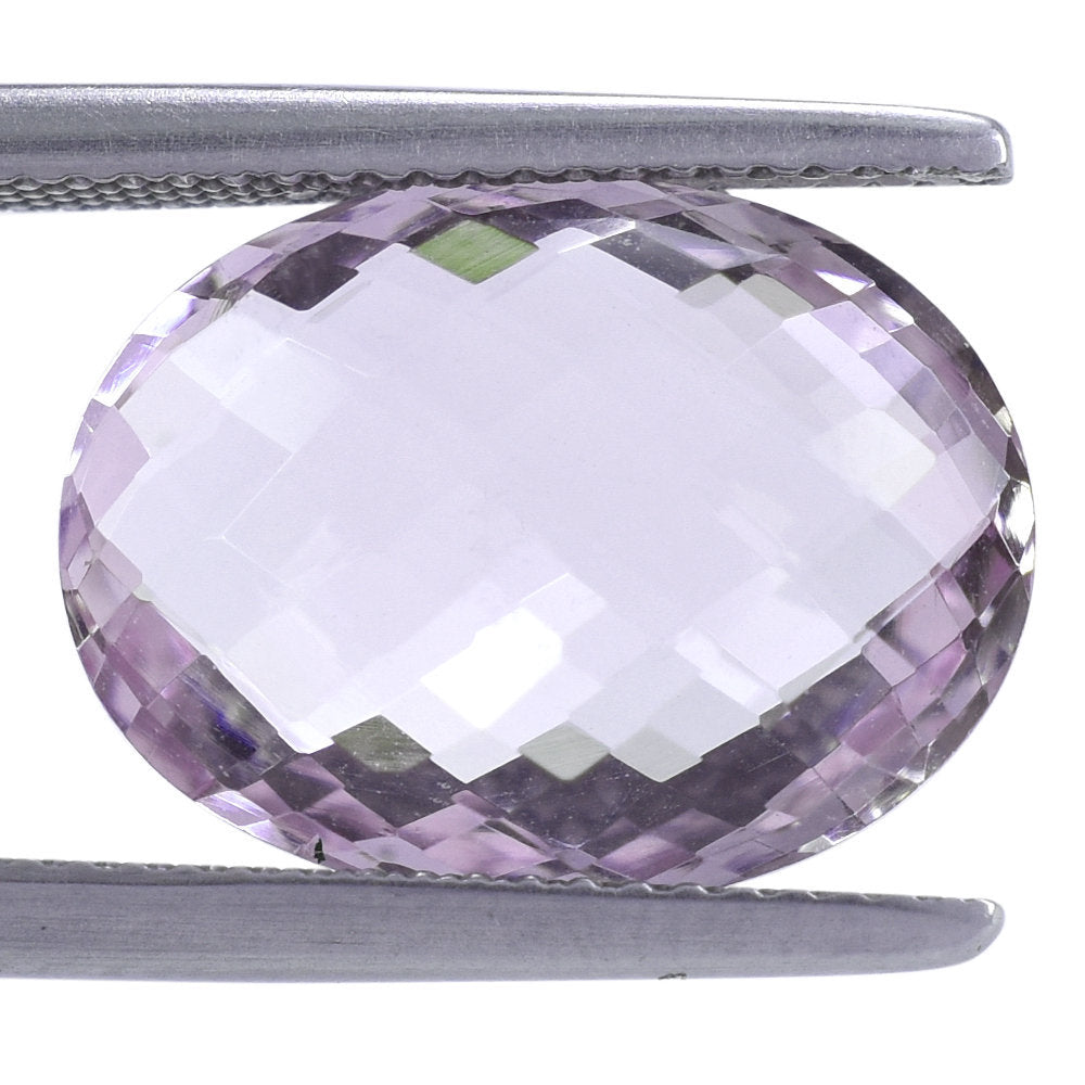 AMETHYST PINK OVAL CHECKER BRIOLETTE (AA/CLEAN) 16.00X12.00 MM 8.10 Cts