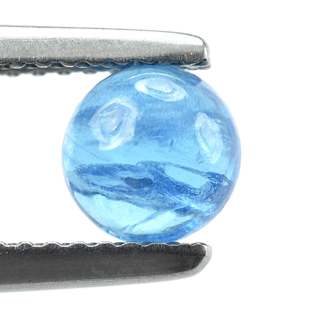 NEON BLUE APATITE ROUND CAB (HI) 6MM 1.02 Cts.