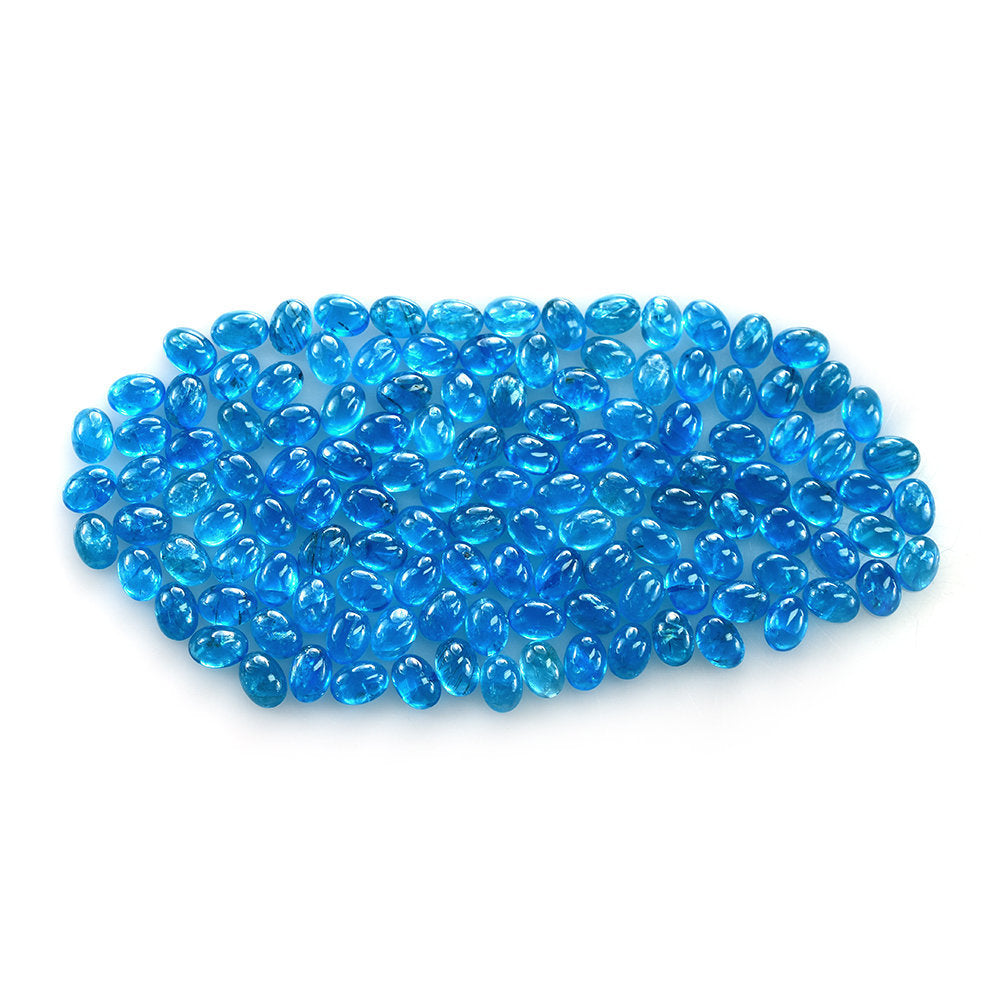 NEON BLUE APATITE PLAIN OVAL CAB (HI) 7X5MM 0.87 Cts.