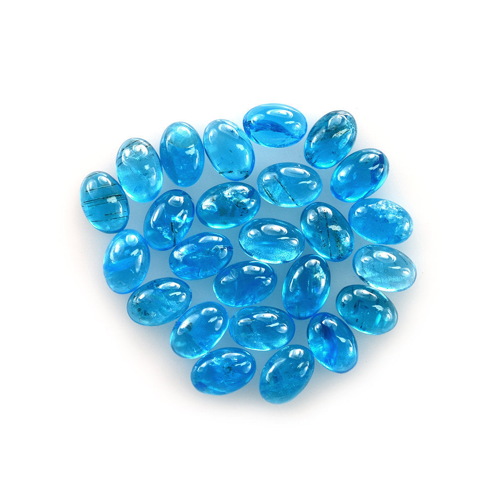 NEON BLUE APATITE PLAIN OVAL CAB (HI) 6X4MM 0.48 Cts.