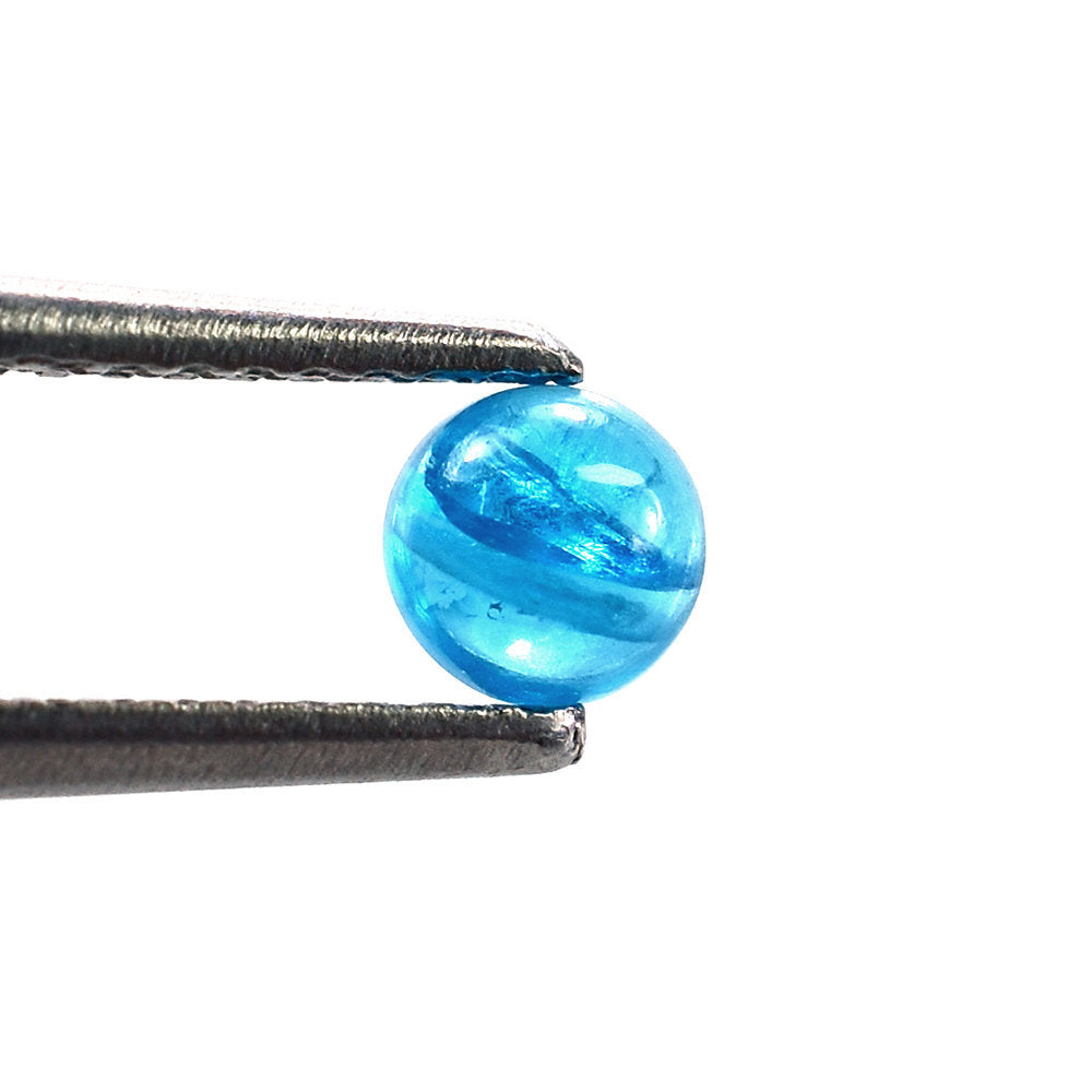 NEON BLUE APATITE PLAIN ROUND CAB (HI) 4MM 0.30 Cts.