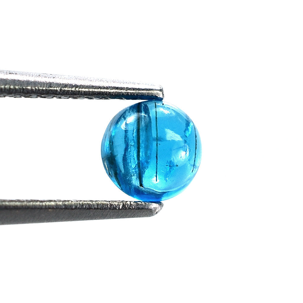 NEON BLUE APATITE PLAIN ROUND CAB (HI) 5MM 0.58 Cts.