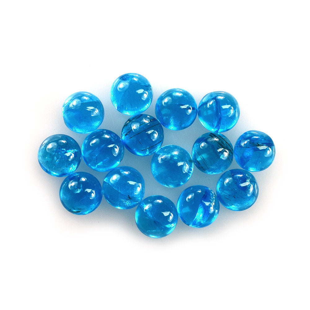 NEON BLUE APATITE PLAIN ROUND CAB (HI) 5MM 0.58 Cts.