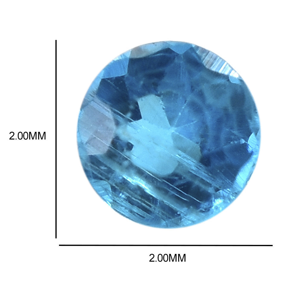 NEON BLUE APATITE CUT ROUND 2.00MM 0.03 Cts.