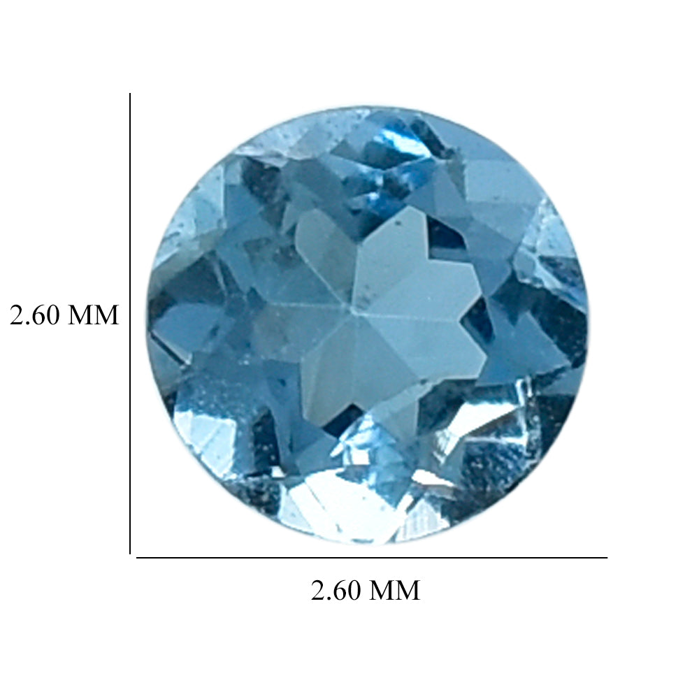 AQUAMARINE CUT ROUND (A++++) (SI) 2.60MM 0.07 Cts.