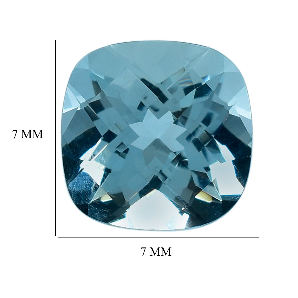 AQUAMARINE CHECKER CUT CUSHION (A+++) 7MM 1.33 Cts.