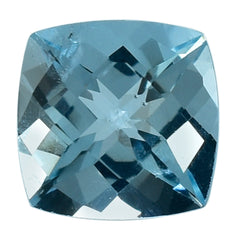 AQUAMARINE CHECKER CUT CUSHION ANTIC (A++) 7MM 1.30 Cts.