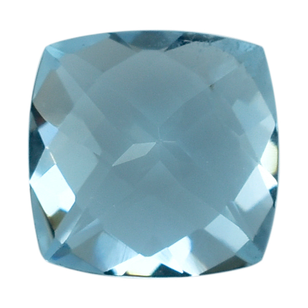 AQUAMARINE CHECKER CUT CUSHION ANTIC (A++) 7MM 1.30 Cts.