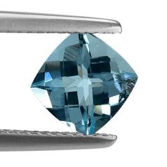 AQUAMARINE CHECKER CUT CUSHION ANTIC (A++) 7MM 1.30 Cts.