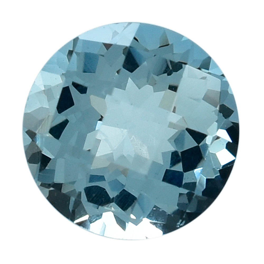 AQUAMARINE  CHECKER CUT ROUND (A/SI) 7MM 1.17 Cts.