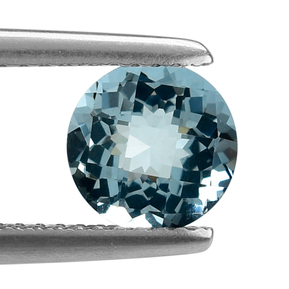 AQUAMARINE  CHECKER CUT ROUND (A/SI) 7MM 1.17 Cts.