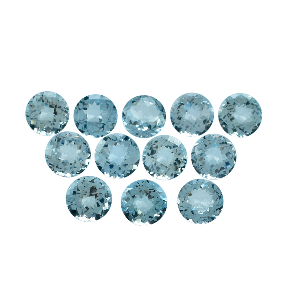 AQUAMARINE  CHECKER CUT ROUND (A/SI) 7MM 1.17 Cts.
