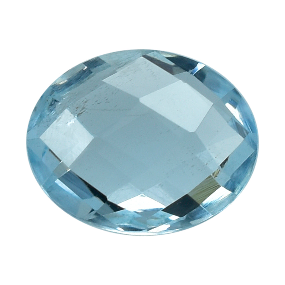AQUAMARINE CHECKER CUT BRIOLETTE OVAL (A++) 10X8MM 2.30 Cts.