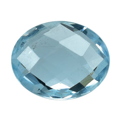 AQUAMARINE CHECKER CUT BRIOLETTE OVAL (A++) 10X8MM 2.30 Cts.