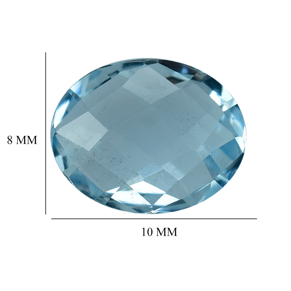 AQUAMARINE CHECKER CUT BRIOLETTE OVAL (A++) 10X8MM 2.30 Cts.