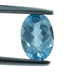 AQUAMARINE CHECKER CUT OVAL (A++) (HI) 10X7MM 1.60 Cts.