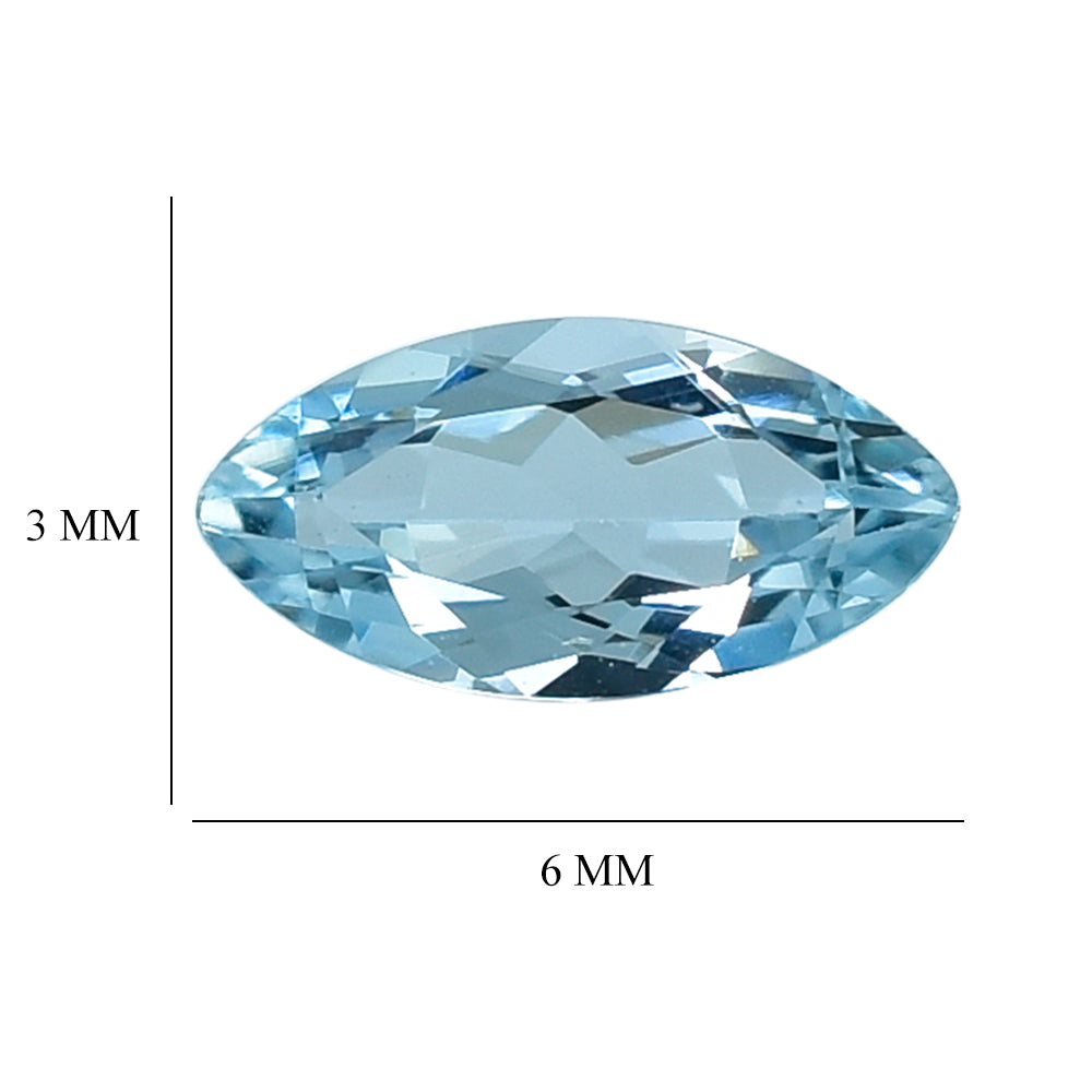 AQUAMARINE CUT MARQUISE (A++) 6X3MM 0.24 Cts.