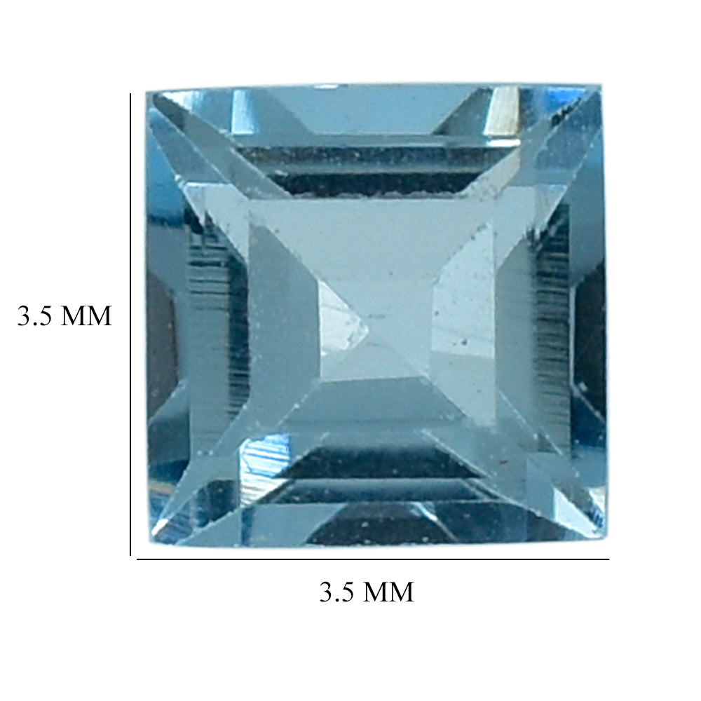 AQUAMARINE CUT SQUARE (A++) 3.50MM 0.22 Cts.