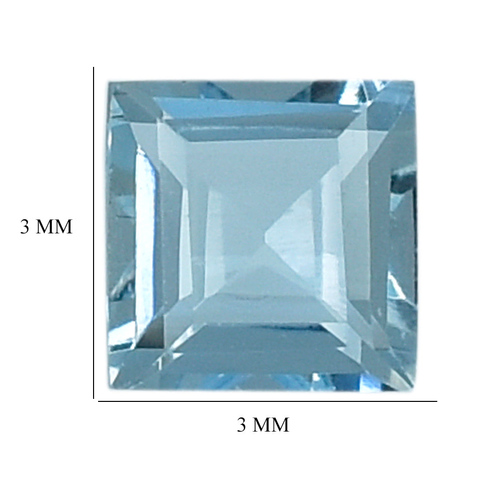 AQUAMARINE CUT SQUARE (A++) (SI) 3MM 0.14 Cts.
