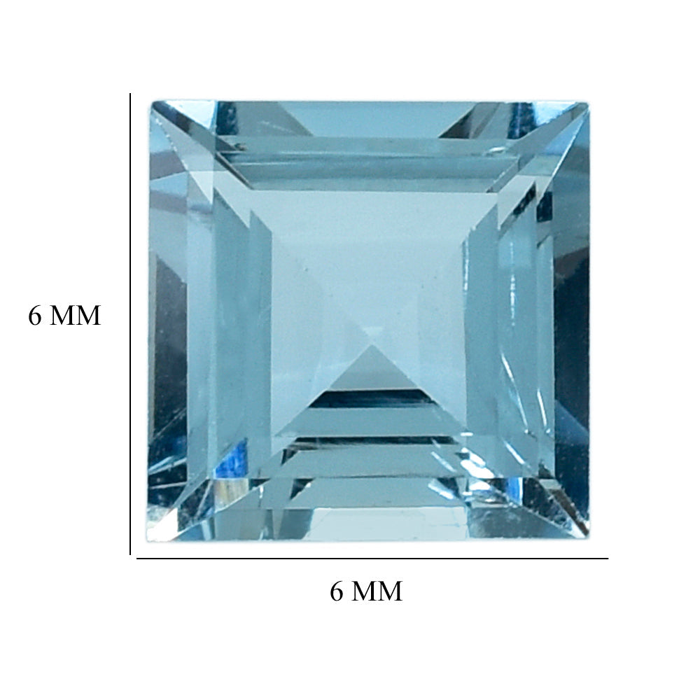 AQUAMARINE CUT SQUARE (A++) 6MM 0.95 Cts.