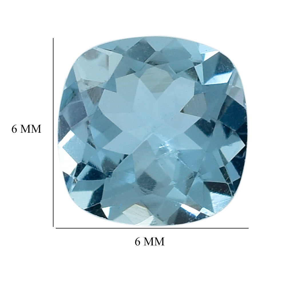 AQUAMARINE CUT CUSHION (A++) (SI) 6MM 0.8 Cts.