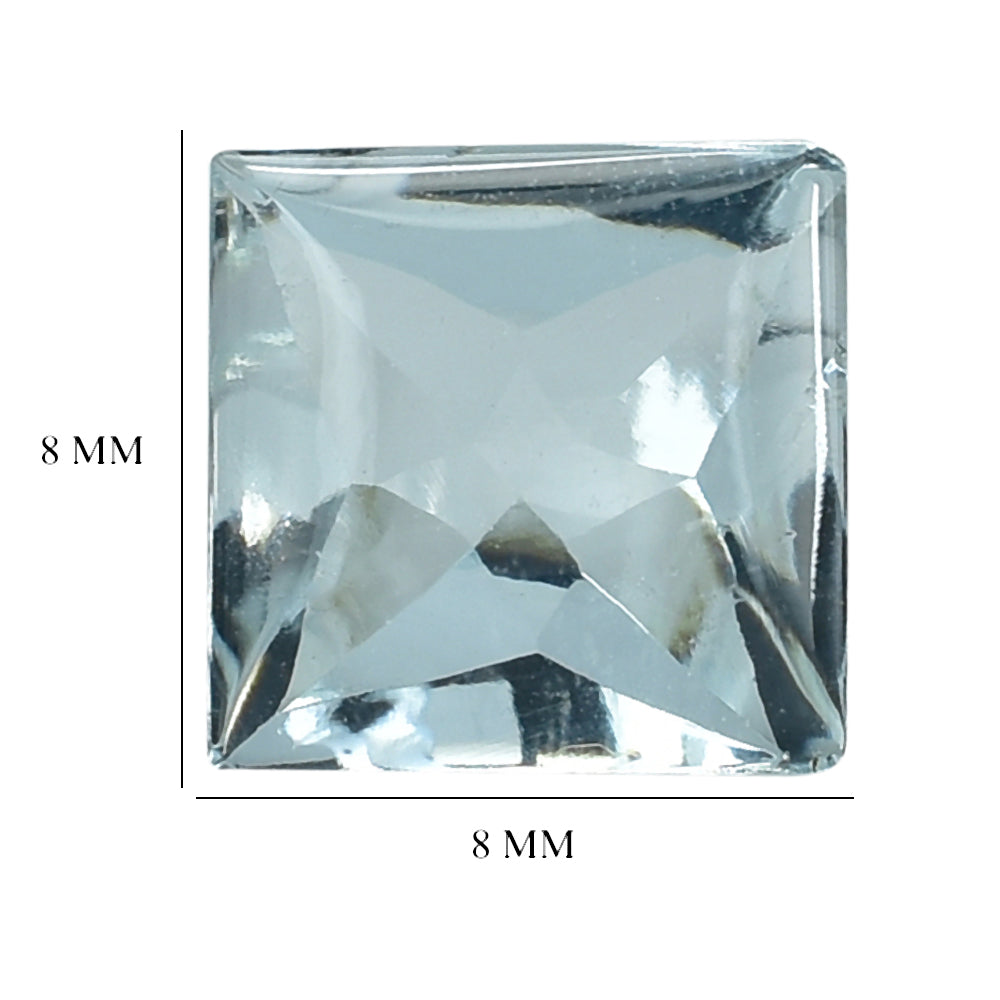 AQUAMARINE BUFFTOP PRINCESS CUT SQUARE 8MM 2.15 Cts.